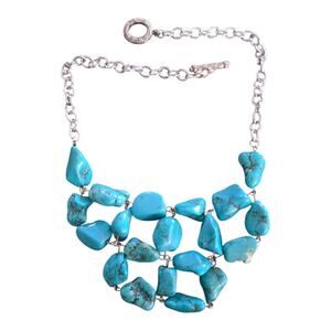 Chunky Faux turquoise tiered statement necklace